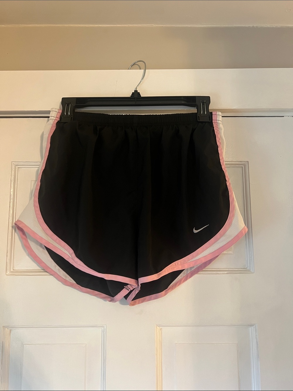 Nike Women's Black Athletic Shorts with Pink Trim